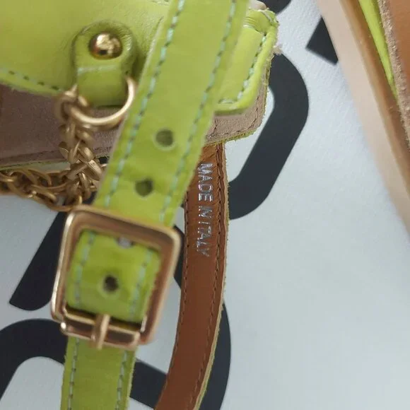 Mjus Pera Leather Wedge Sandal with Gold Ankle Chain - Size 39 (US 8.5) - Picture 7 of 9